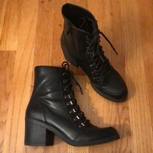 Faux Leather Lace Up Boots